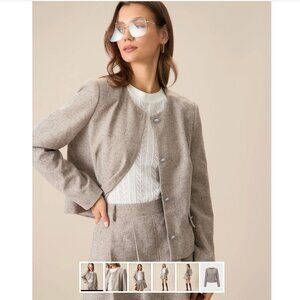 Rihoas Round Neck Khaki Single-Breasted Jacket